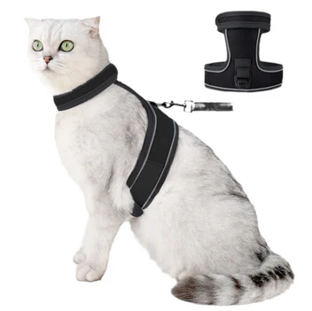 Set Pettorina e Guinzaglio per Gatti con Chiusura in Velcro
